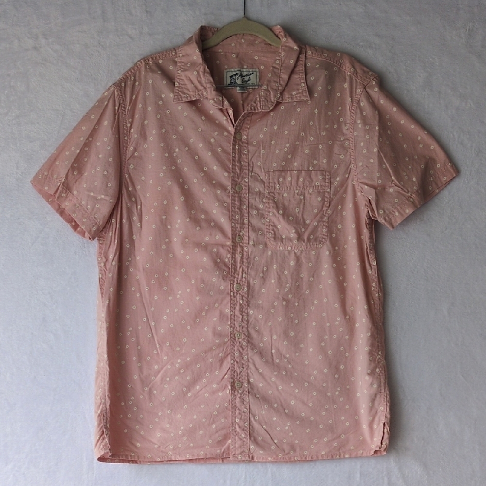 American Eagle Men's Pink Patterned Casual Vacation Button Down Shirt Size M